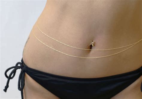 Super Dainty Double Belly Chain 14k Gold Filled Or Sterling Etsy