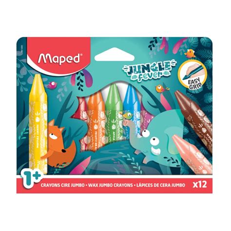 Pack 12 Crayons De Cire Jumbo Jungle Fever Maped BCD