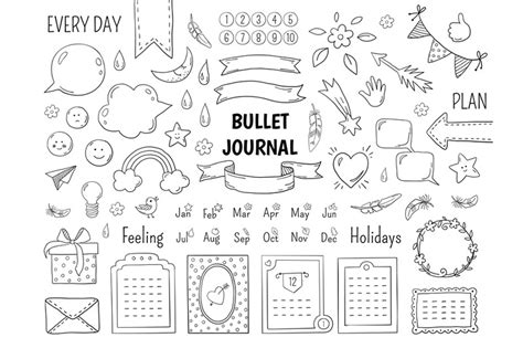 Notebook doodle bullet. Hand drawn diary frame, journal linear list bo ...