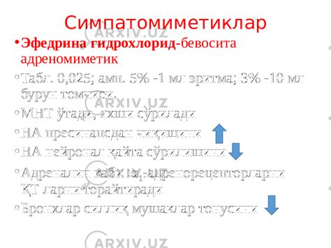 Адреномиметиклар симпатомиметиклар - Медицина - Презентации