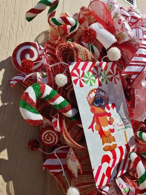 Gingerbread Wreath Candy Cane Wreath Gingerbread Man Wreath Etsy