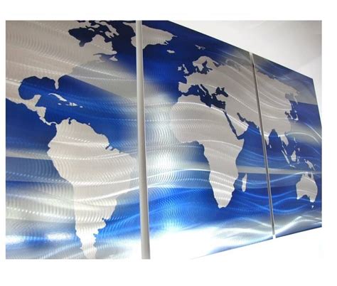 Metal World Map Wall Art - Large Wall Art Metal World Map