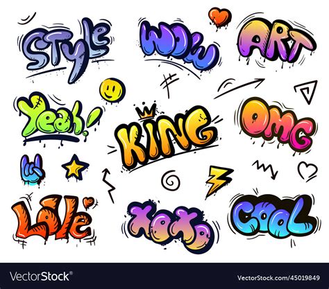 Street Graffiti Lettering Elements Royalty Free Vector Image