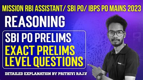 Rbi Assistant Sbi Po 2023 Reasoning Prelims Level Questions By