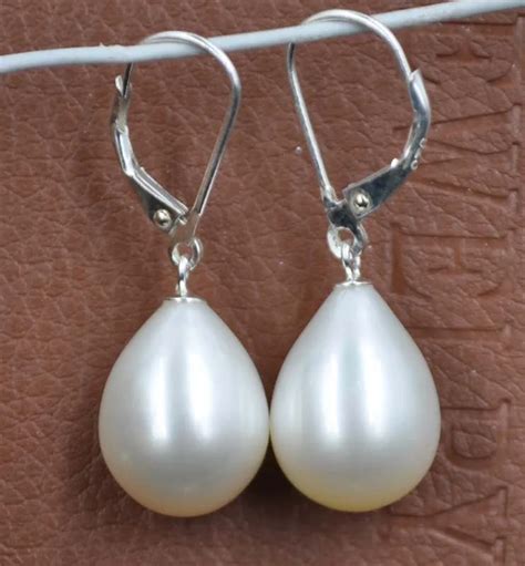 Stunning 12mm Drop Freshwater Pearl Dangle Earring 925 Silver D Style