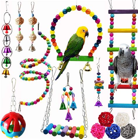 Amazon ESRISE 8 Pcs Parakeet Cockatiel Bird Toys Hanging Bell