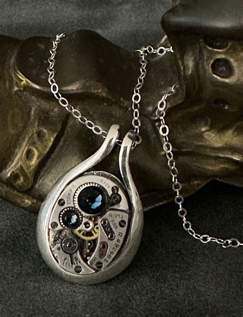 Steampunk Teardrop Elgin Watch Necklace Teardrop Steampunk Watch