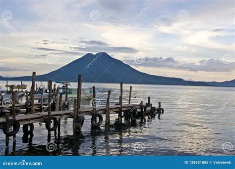 Volcanoes Overlooking Lake Atitlan Editorial Photo - Image of caribbean ...