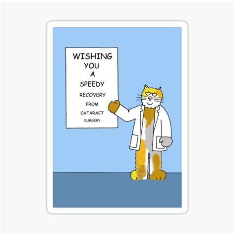 Cataract Surgery Speedy Recovery Cartoon Cat With Sight Chart Sticker