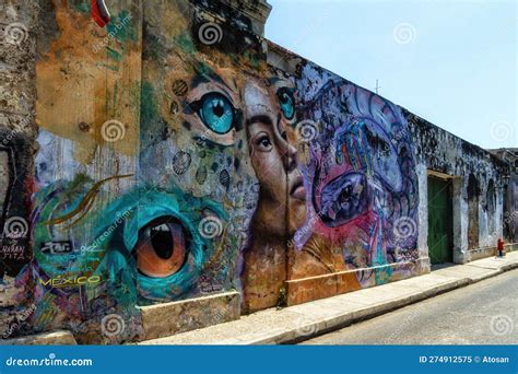 Colourful Mural In The Getsemini Neighbourhood Of Cartagena De Indias