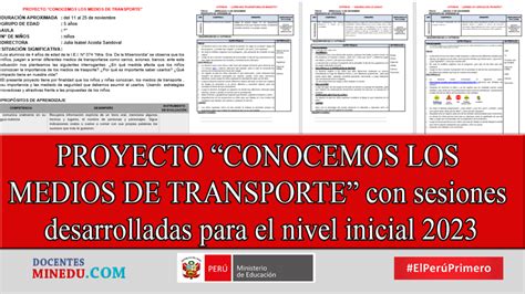 PROYECTO CONOCEMOS LOS MEDIOS DE TRANSPORTE Con Sesiones