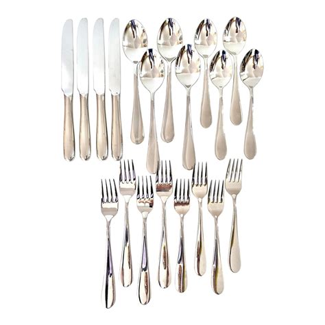 Wallace 1810 Stainless Steel Flatware Set Modern Teardrop Pattern