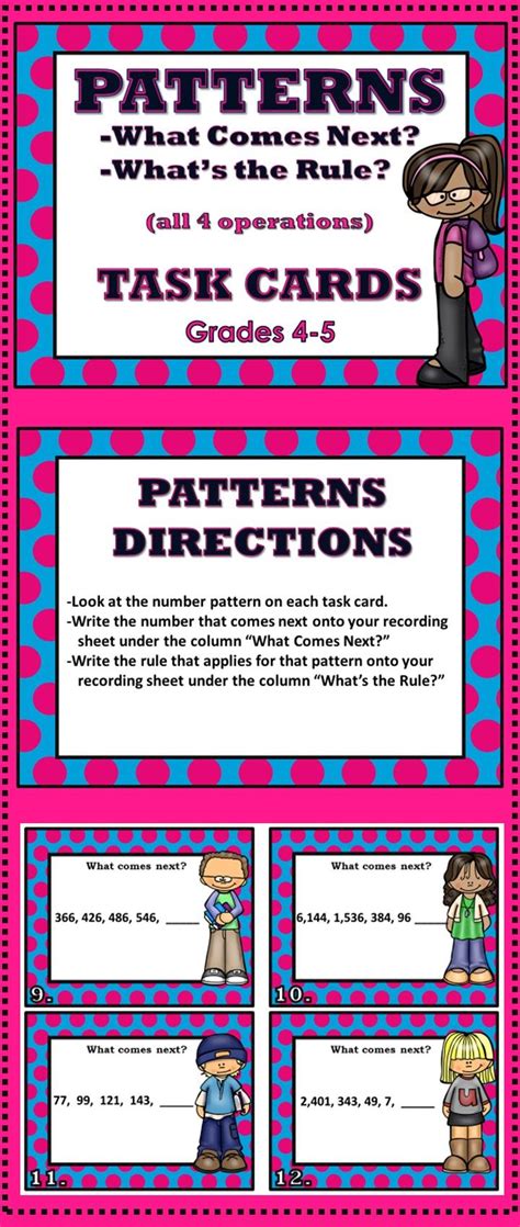 What Comes Next And What Is The Rule Dual Action Pattern Task Cards