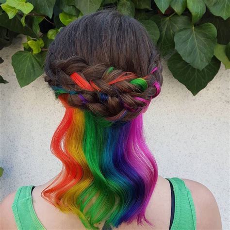 “hidden Rainbow Hair” Trend Conceals Vibrant Colors Beneath Naturally Shaded Locks