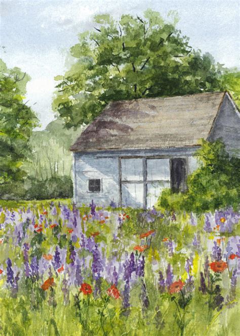 Cottage Garden Watercolor Print Watercolor Art Garden Etsy