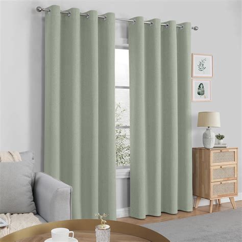 Homeideas Cortinas Opacas Verde Salvia Para Dormitorio Cortinas