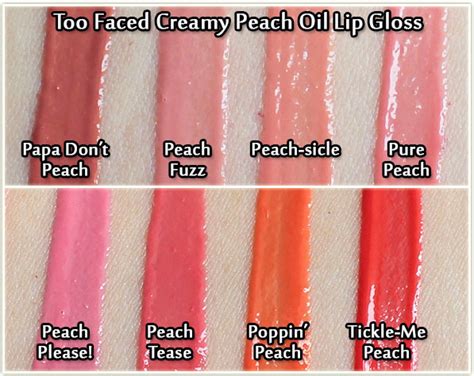 Too Faced Creamy Peach Oil Lip Gloss - Full Collection (Review ...