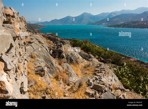 Spinalonga island, Bay of Elounda, Crete Stock Photo - Alamy