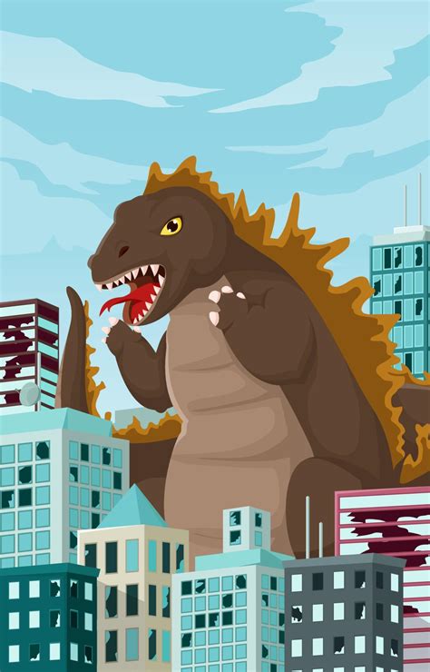 Giant Monster Attacking The City Concept 20794598 Vector Art at Vecteezy