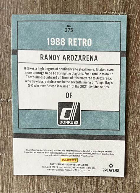 Randy Arozarena Sp Independence Day Retro Donruss Tampa Bay