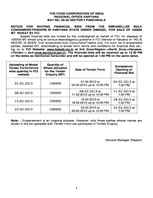 Fillable Online Fci Gov 100000 MT Wheat Lying At Various Depots Agency