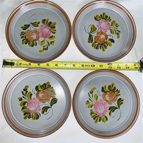 Set Of 8 Gray Floral MBFA Pornic Peint A La Main Plates France EBay