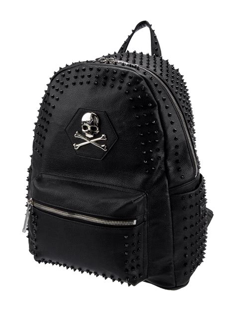 Philipp Plein Leather Studded Backpack Black Backpacks Handbags