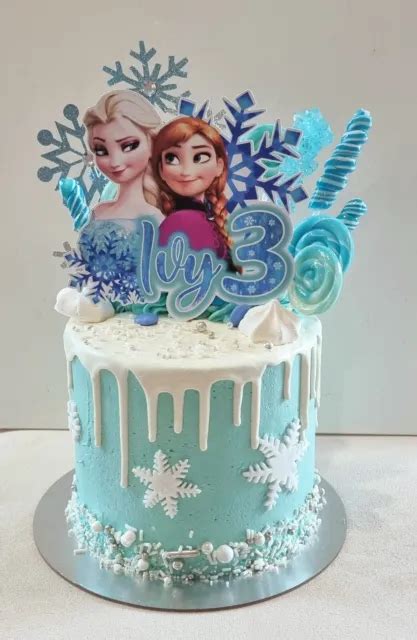 ELSA ANNA FROZEN Cake Topper Personalised Name Age Glossy Cardstock