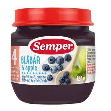 Semper Пюре Боровинки и ябълки то 4 месечна възраст x 125гр - 9620