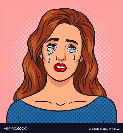 Crying Woman Pinup Pop Art Royalty Free Vector Image