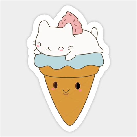 Kawaii Ice Cream Cone Cat T Shirt Food Sticker Teepublic