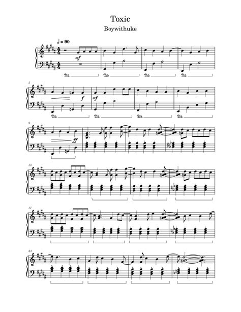 Toxic Boywithuke Sheet Music For Piano Solo