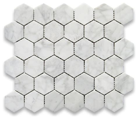 Carrara Marble Carrera White Venato Hexagon Mosaic Tile Polished