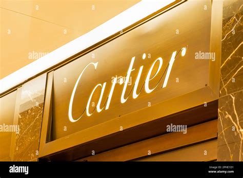 Cartier golden fashion store in Rome. Fashion week concept. March 2023 ...