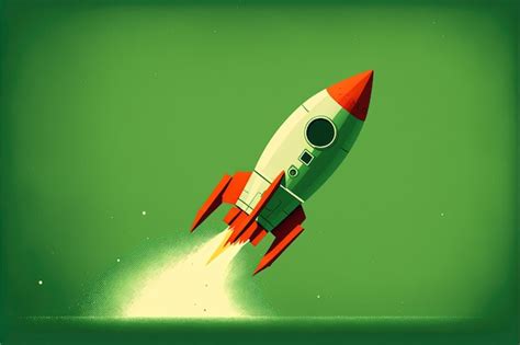 Premium Ai Image Digital Illustration Of Red Rocket Taking Off