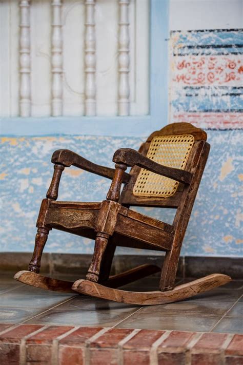 Old Antique Rocking Chair On An Old House Porch Stock Photo Image Of