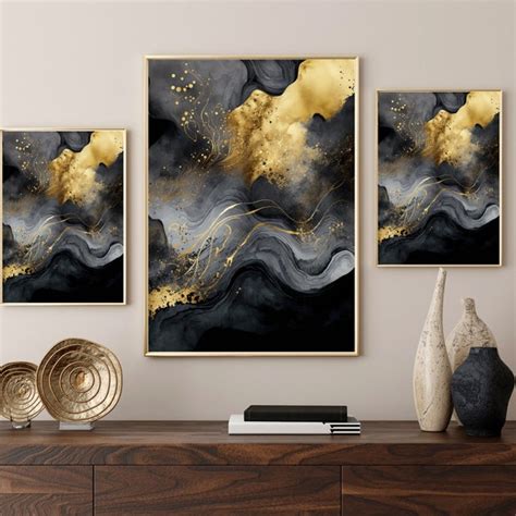 black gold wall art etsy