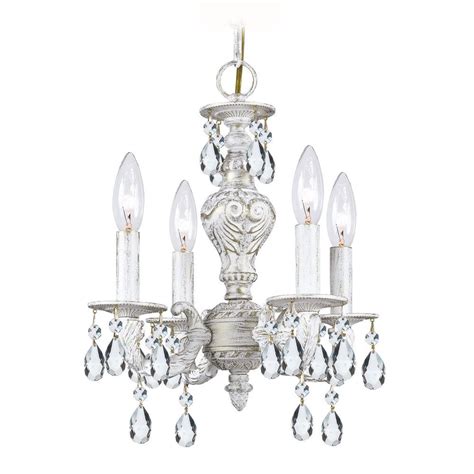 Crystal Mini-Chandelier in Antique White Finish | 5024-AW-CL-MWP ...