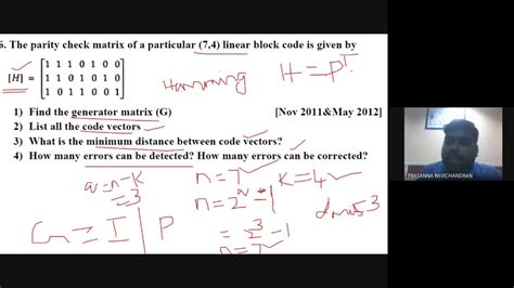 Linear Block Codes Problems With Parity Check Matrix Unit 5