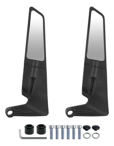Espejos De Alerón Negros Para Motocicletas Naked 26x10cm Meses sin