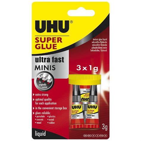 762 Uhu 45415 Adhesive Uhu Super Glue Mini 1g Pack Of 3