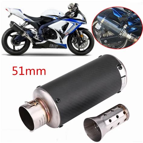 51mm Universal Carbon Fiber Motorcycle Modified Exhaust Muffler Pipe For Kawasaki Honda Yamaha