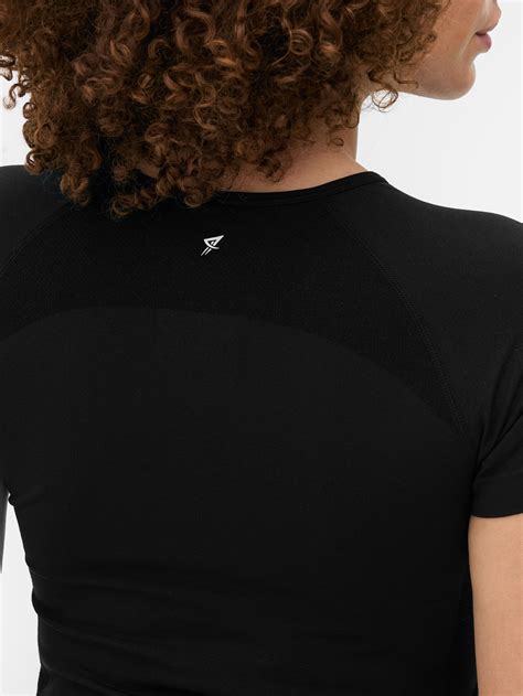 Camiseta Deportiva De Manga Corta Sin Costuras Negro Mujer Primark