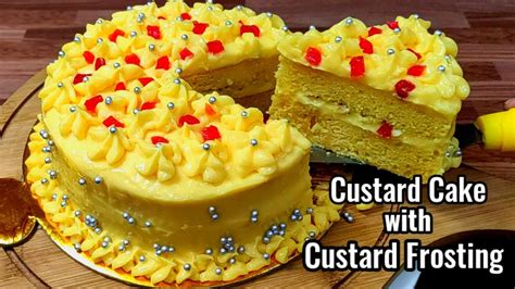 Custard Cake With Custard Frostingno Whipped Cream Birthday Cakeeasy Custard Cakeeggless No