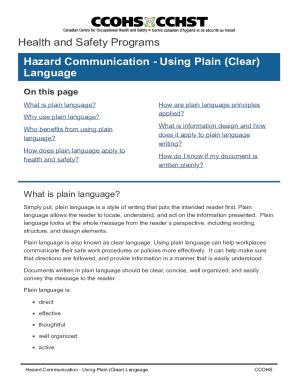 Fillable Online Hazard Communication Using Plain Clear Language Fax