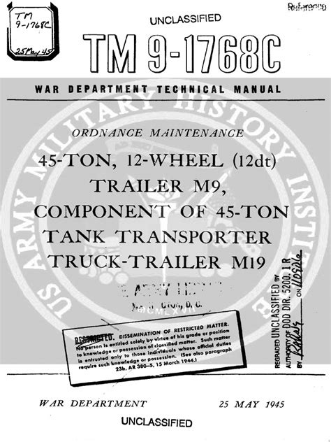 Tm 9 1768c 45 Ton 12 Wheel Trailer M9 Etc 1945 Pdf Axle Trailer