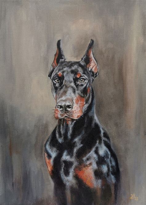 Bild Dobermann Hund Portrait Malerei Von Heike Deininger Kunstnet