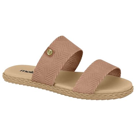 Sandália Rasteira Feminina Tressê Nude Moleca Karina Calçados