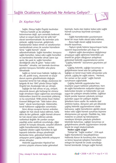 PDF Sağlık Ocaklarını Kapatmak Ne Anlama Geliyor