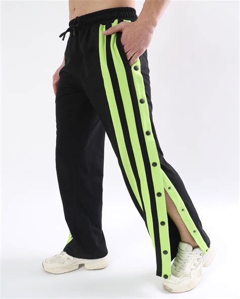 Buy Mens Black And Green Striped Relaxed Fit Track Pants Online At Bewakoof